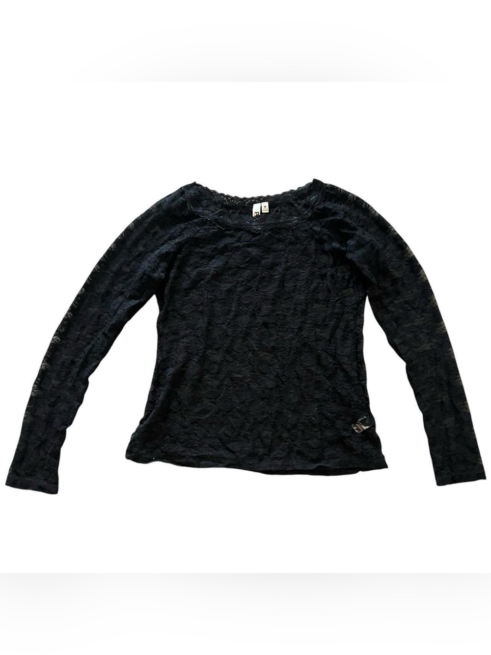 Y2K Mudd Women’s Long Sleeve Sheer Dark Romantic Black Lace Women's Top Size M